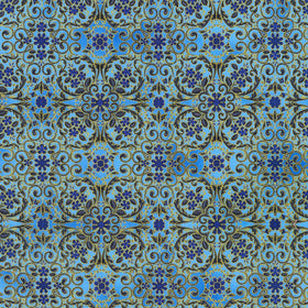 Decadent Garden - Blue Metallic Yardage