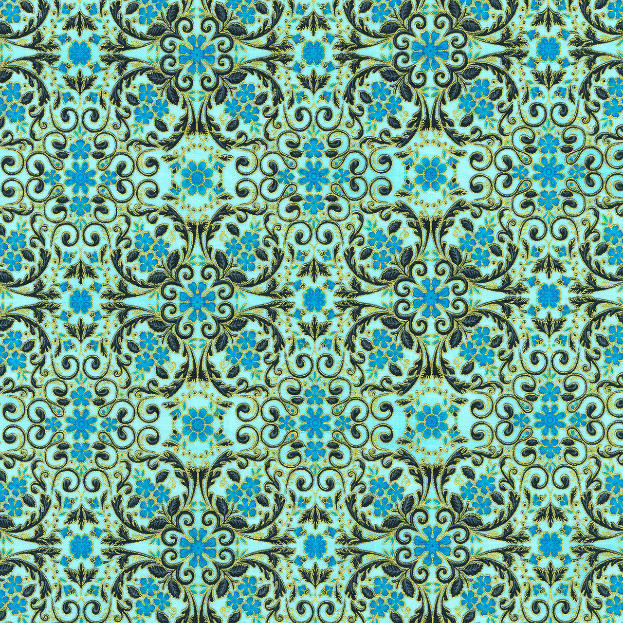 Decadent Garden - Tiles Aqua Yardage