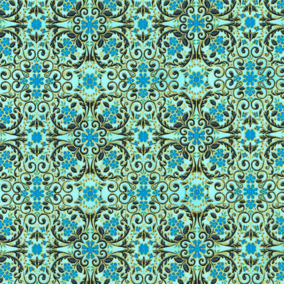 Decadent Garden - Tiles Aqua Yardage