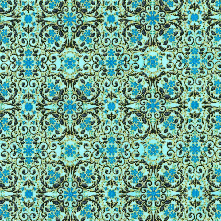 Decadent Garden - Tiles Aqua Yardage