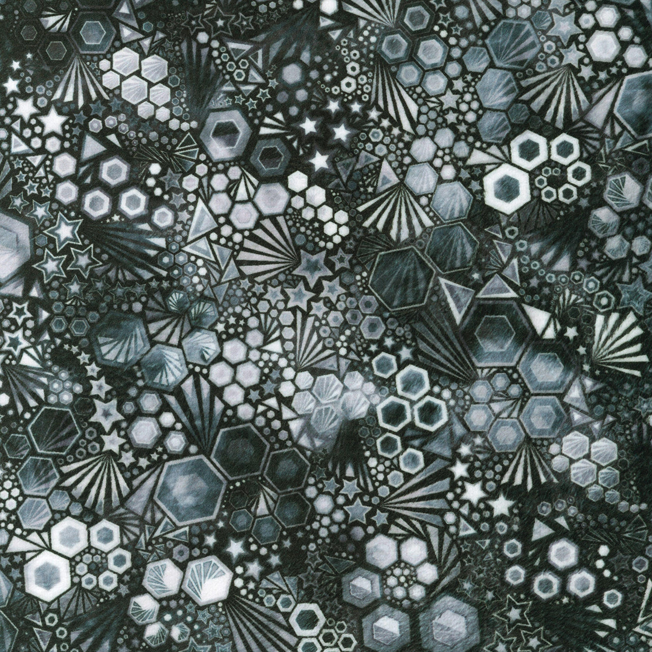 Doux Luxe - Hexagon Onyx Yardage