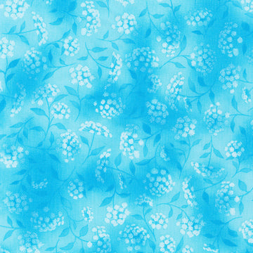 Fusions - Flowers Cyan Yardage