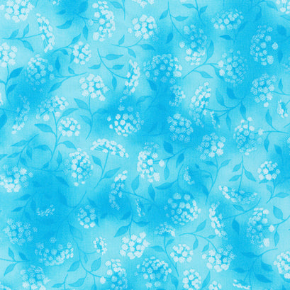 Fusions - Flowers Cyan Yardage