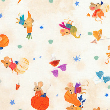 Forest Feast - Mice Eggshell Yardage