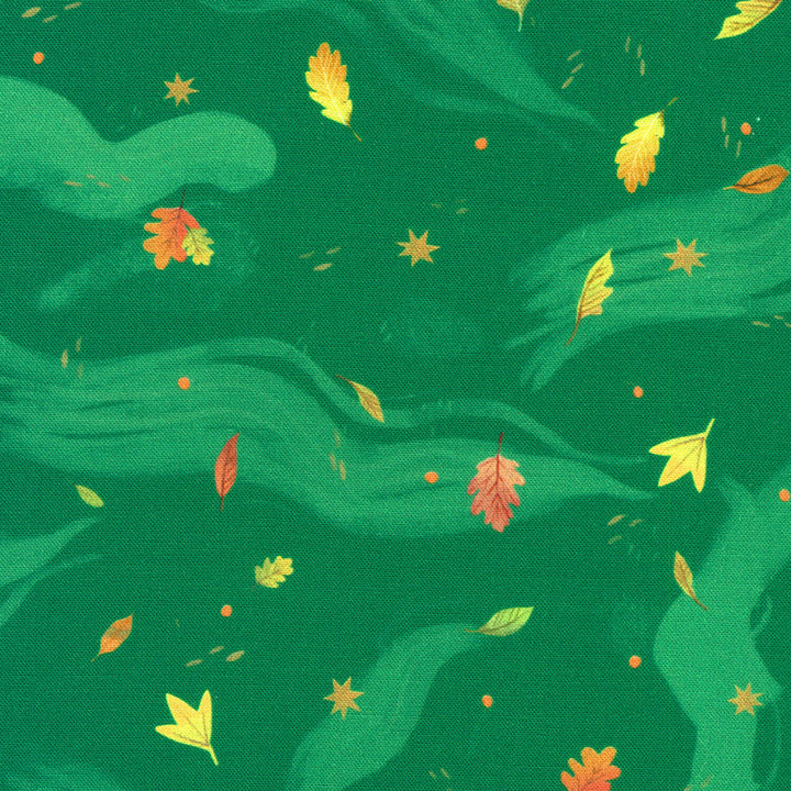 Forest Feast - Wispy Leaves Evergreen Yardage