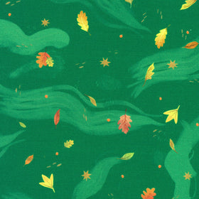 Forest Feast - Wispy Leaves Evergreen Yardage