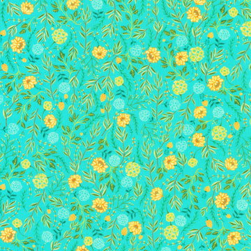Faraway Florals - Vines Aqua Yardage