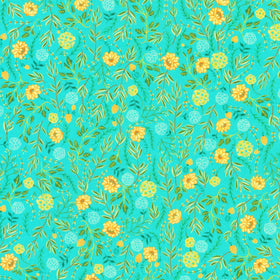 Faraway Florals - Vines Aqua Yardage