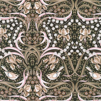 Feathers And Flora - Elaborate Floral Earth Yardage