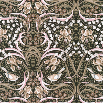 Feathers And Flora - Elaborate Floral Earth Yardage