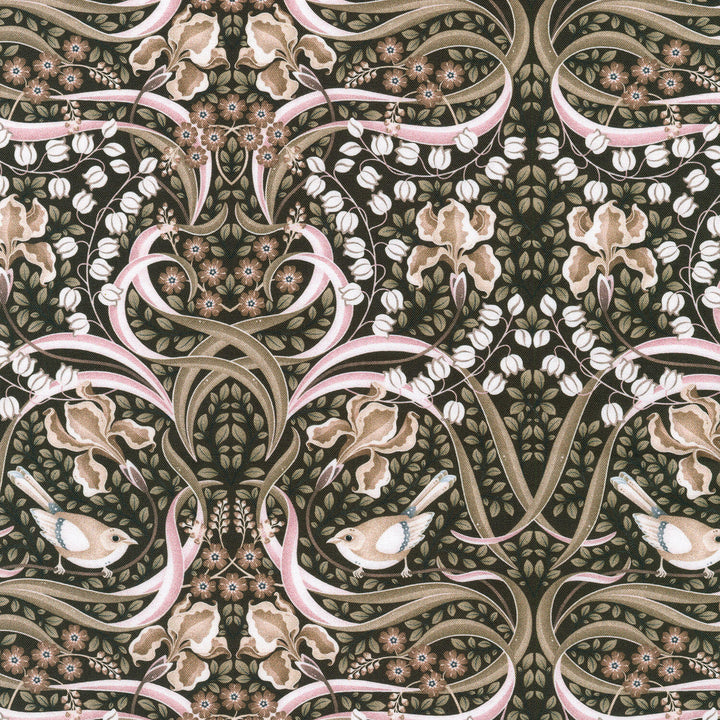 Feathers And Flora - Elaborate Floral Earth Yardage