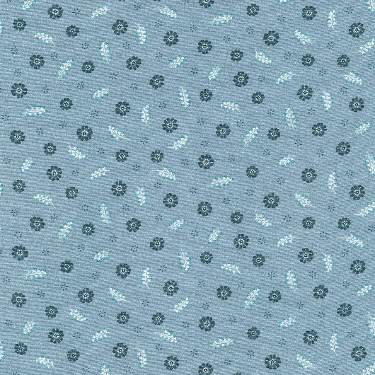 Feathers And Flora - Small Flowers Blue Yardage