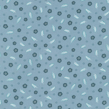 Feathers And Flora - Small Flowers Blue Yardage