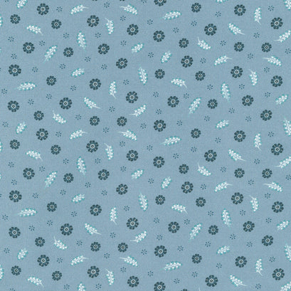 Feathers And Flora - Small Flowers Blue Yardage