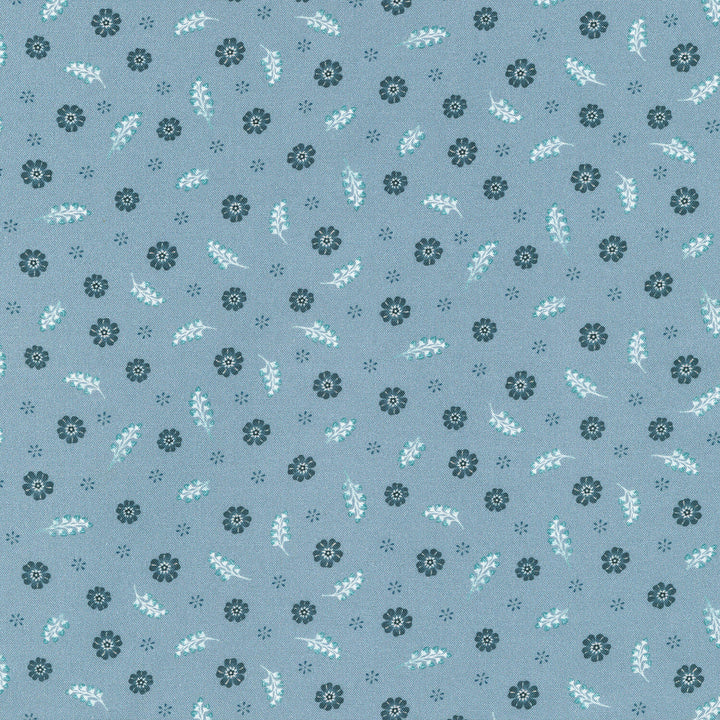 Feathers And Flora - Small Flowers Blue Yardage