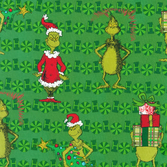 Grinch Ho Ho Ho - Festive Grinch Green Yardage