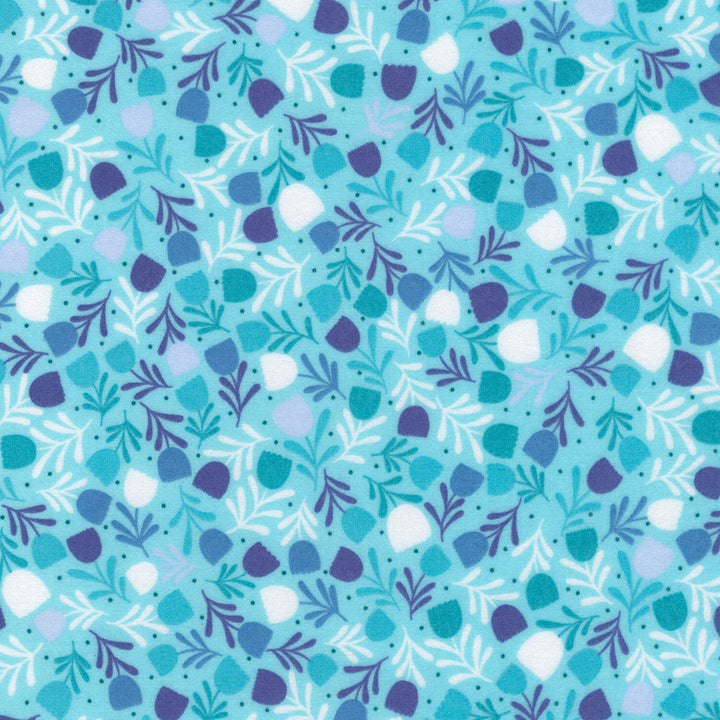Gentle Night Flannel - Florals Aqua Yardage