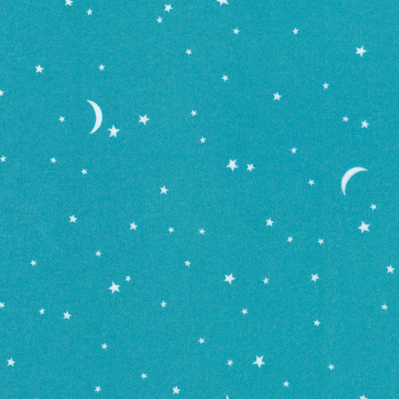 Gentle Night Flannel - Moons And Stars Aqua Yardage