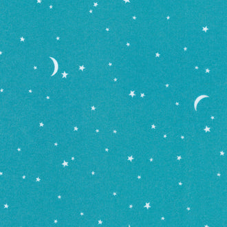 Gentle Night Flannel - Moons And Stars Aqua Yardage