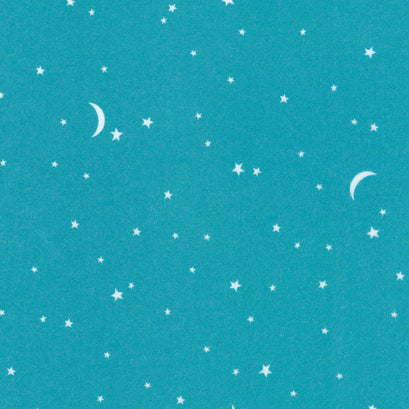 Gentle Night Flannel - Moons And Stars Aqua Yardage