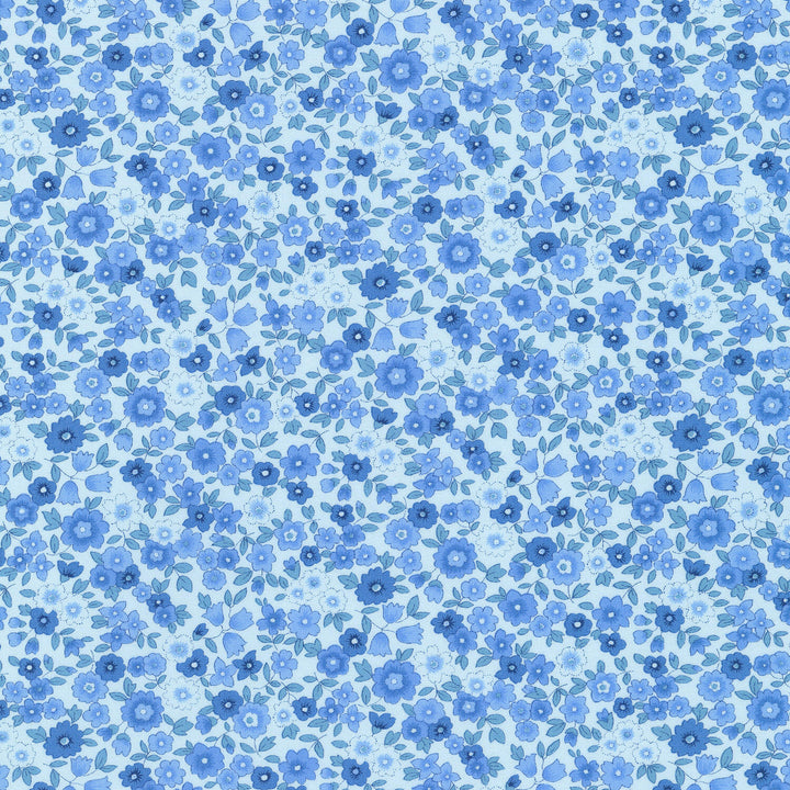 Garden Blues - Pretty Little Flowers Blue Yardage