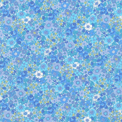 Garden Blues - Medium Floral Cerulean Yardage