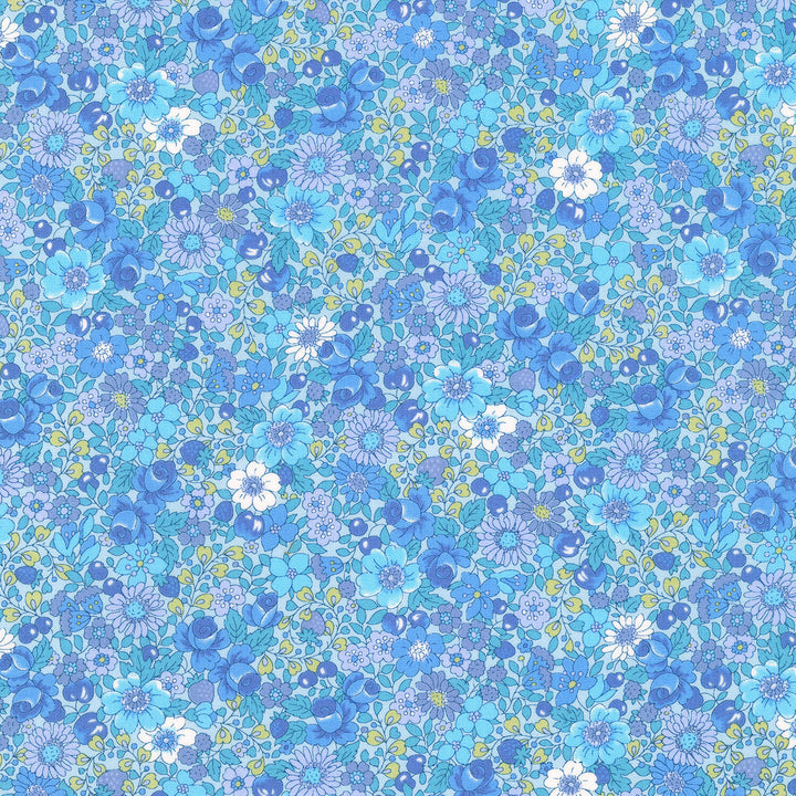 Garden Blues - Medium Floral Cerulean Yardage