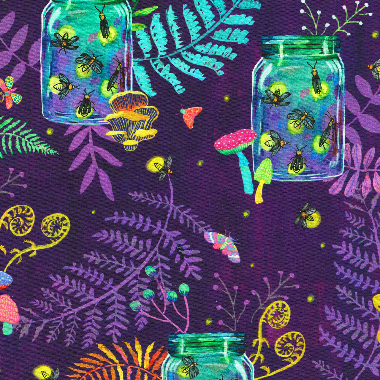 Garden Lights - Midnight Purple Yardage