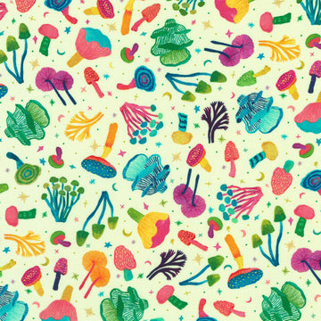 Garden Lights - Mushrooms Cornsilk Yardage