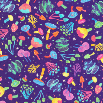 Garden Lights - Mushrooms Heliotrope Yardage