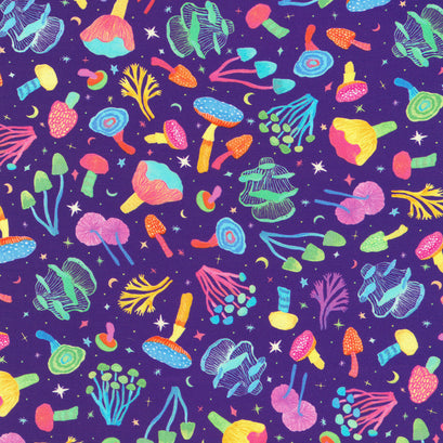 Garden Lights - Mushrooms Heliotrope Yardage