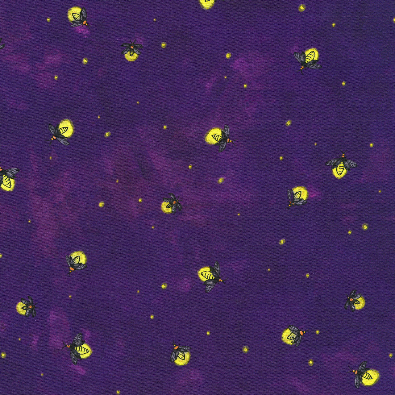 Garden Lights - Fireflies Midnight Purple Yardage