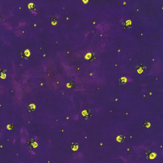 Garden Lights - Fireflies Midnight Purple Yardage
