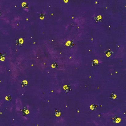 Garden Lights - Fireflies Midnight Purple Yardage