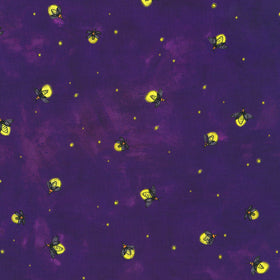 Garden Lights - Fireflies Midnight Purple Yardage