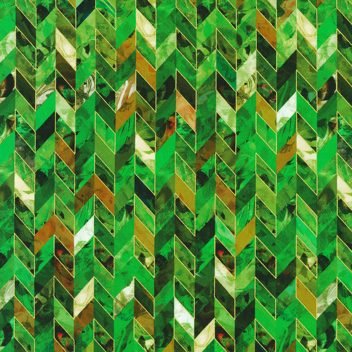 Golden Vibes - Chevron Palm Metallic Yardage