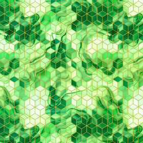 Golden Vibes - Cubes Lime Metallic Yardage