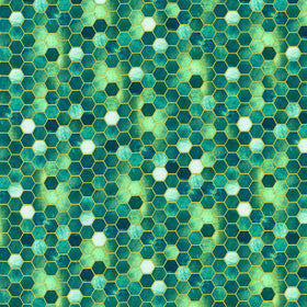Golden Vibes - Honeycomb Turquoise Metallic Yardage