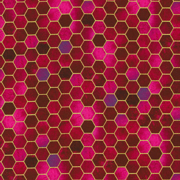 Golden Vibes - Honeycomb Fuchsia Yardage