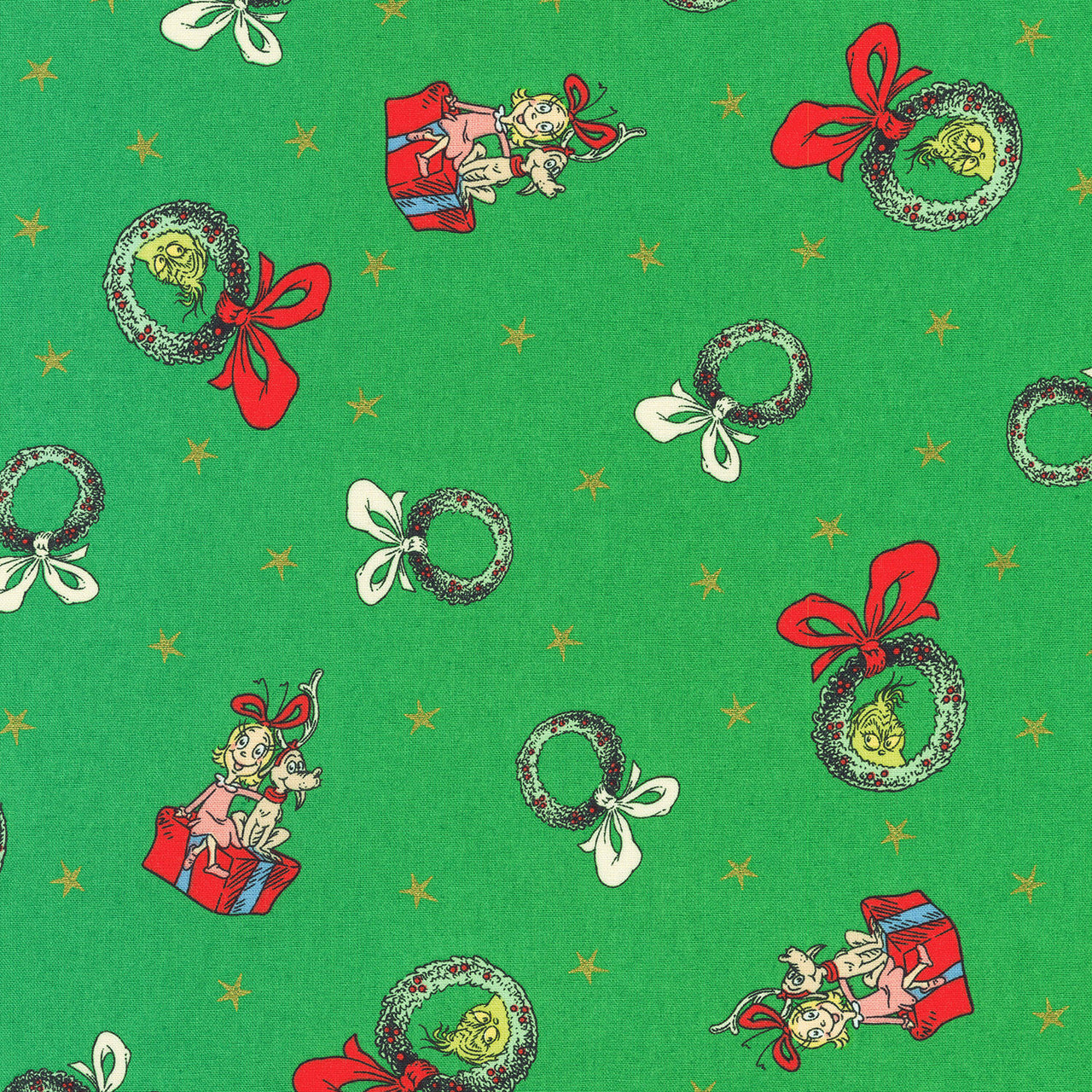 How The Grinch Stole Christmas - Wreaths Green Yardage