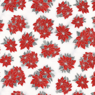 Holiday Charms - Poinsettias Scarlet Metallic Yardage