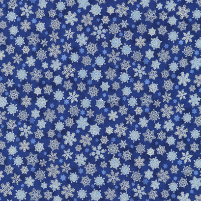 Holiday Charms - Snowflakes Navy Yardage