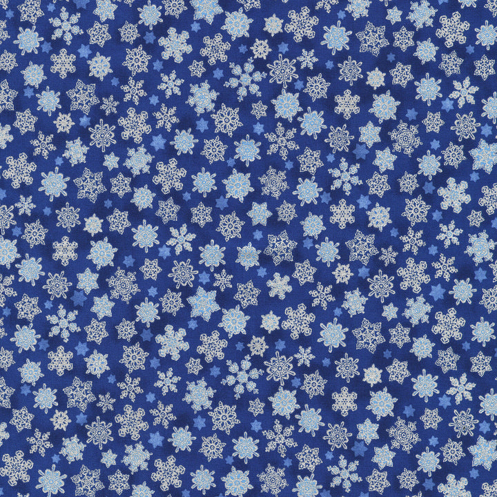 Holiday Charms - Snowflakes Navy Yardage