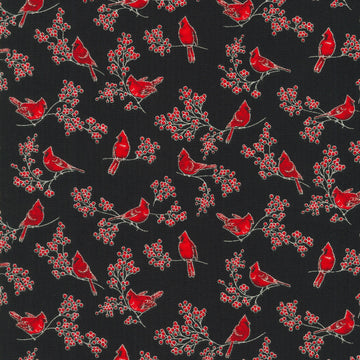 Holiday Charms - Birds and Berries Onyx Yardage