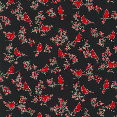 Holiday Charms - Birds and Berries Onyx Yardage