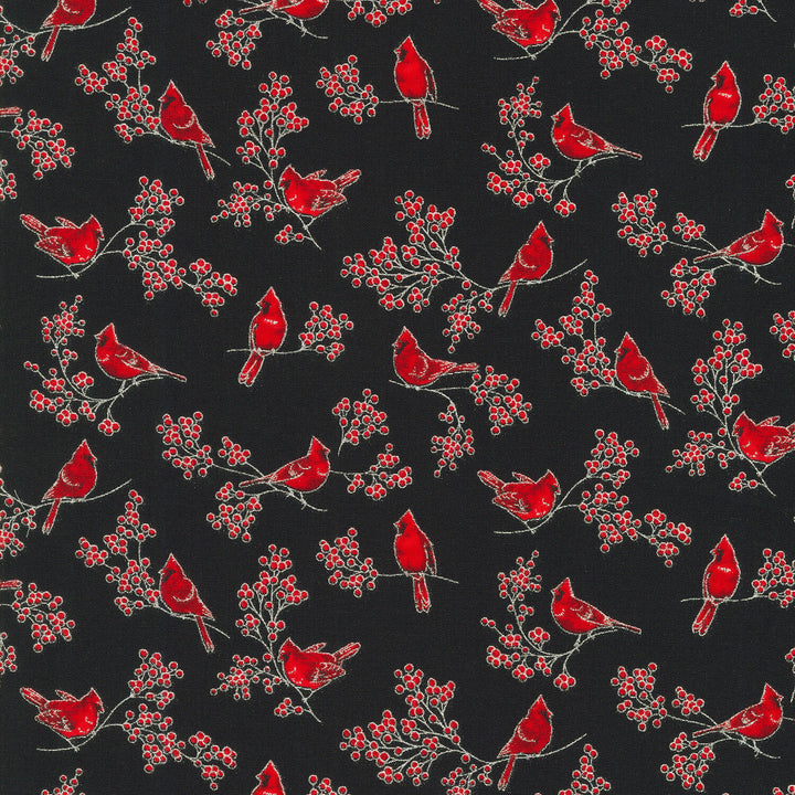 Holiday Charms - Birds and Berries Onyx Yardage