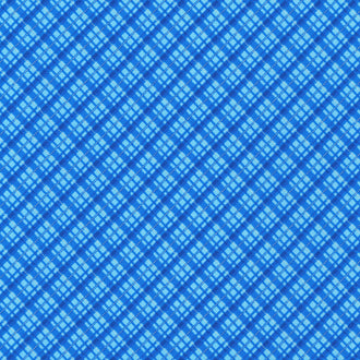 Holiday Charms - Diagonal Plaid Blue Yardage
