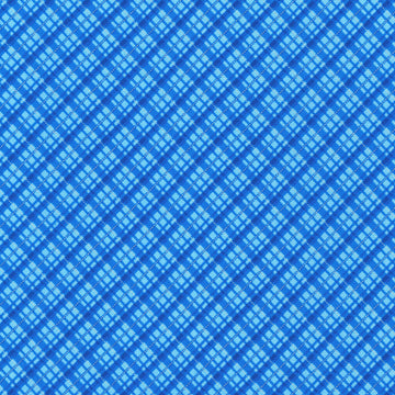Holiday Charms - Diagonal Plaid Blue Yardage