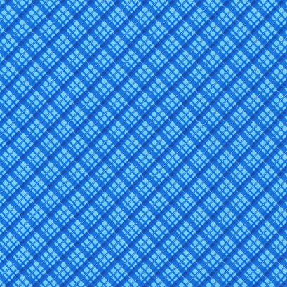 Holiday Charms - Diagonal Plaid Blue Yardage
