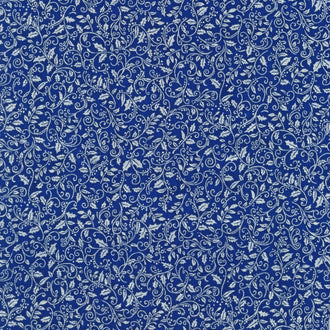 Holiday Charms - Scroll Vine Blue Yardage
